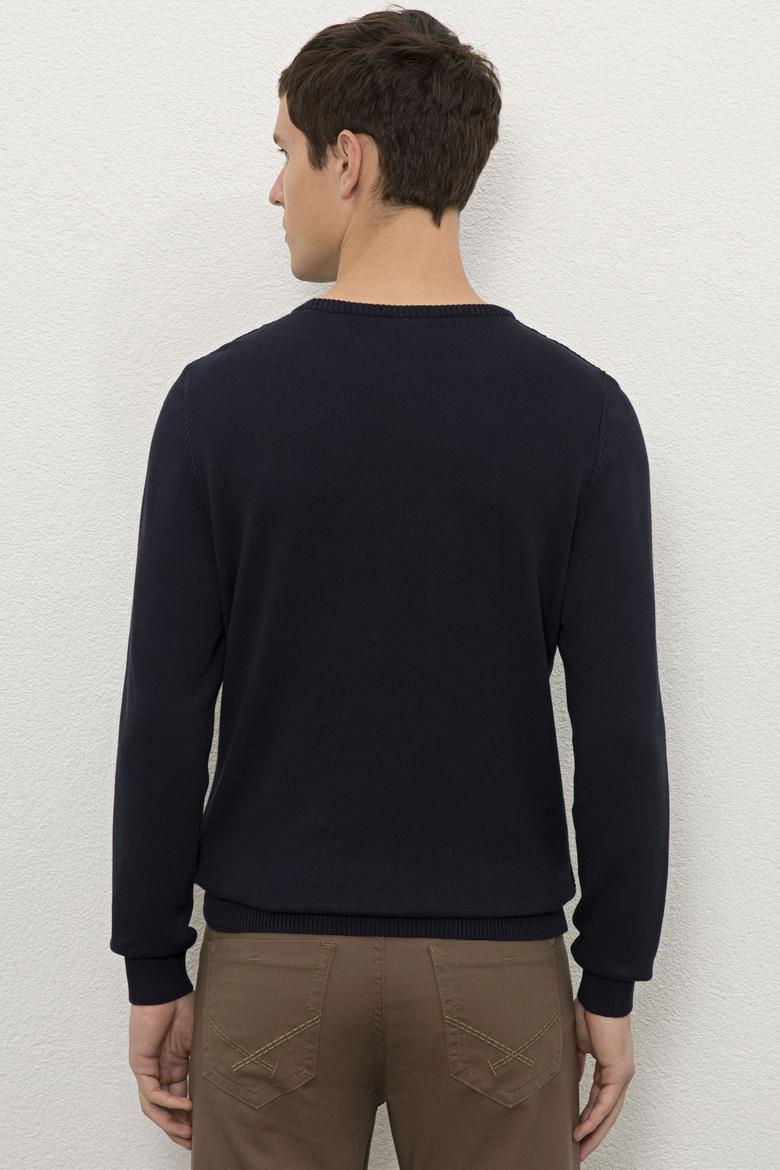 Erkek Lacivert Bisiklet Yaka Triko Kazak - 50229090037