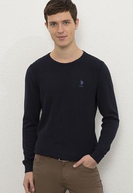 Erkek Lacivert Bisiklet Yaka Triko Kazak - 50229090037