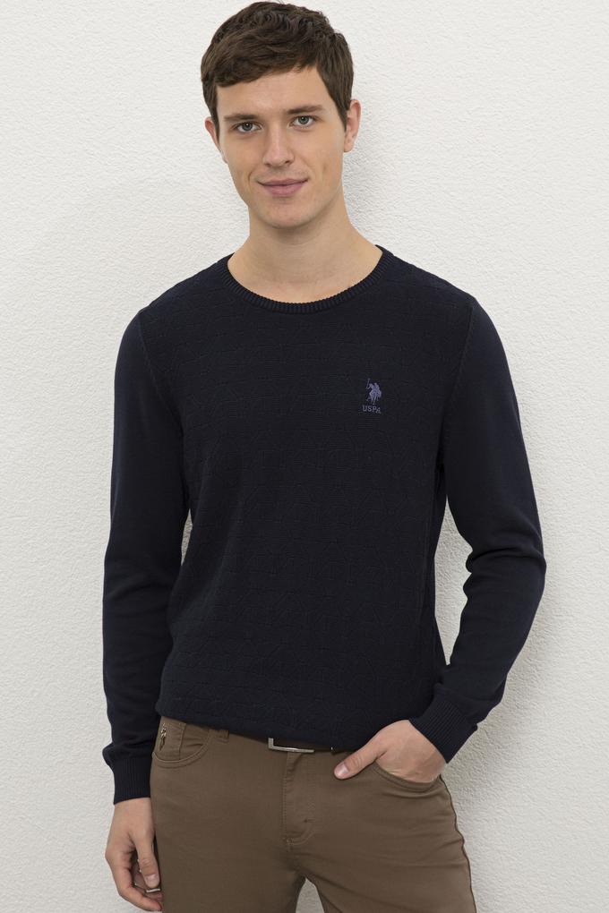 Erkek Lacivert Bisiklet Yaka Triko Kazak