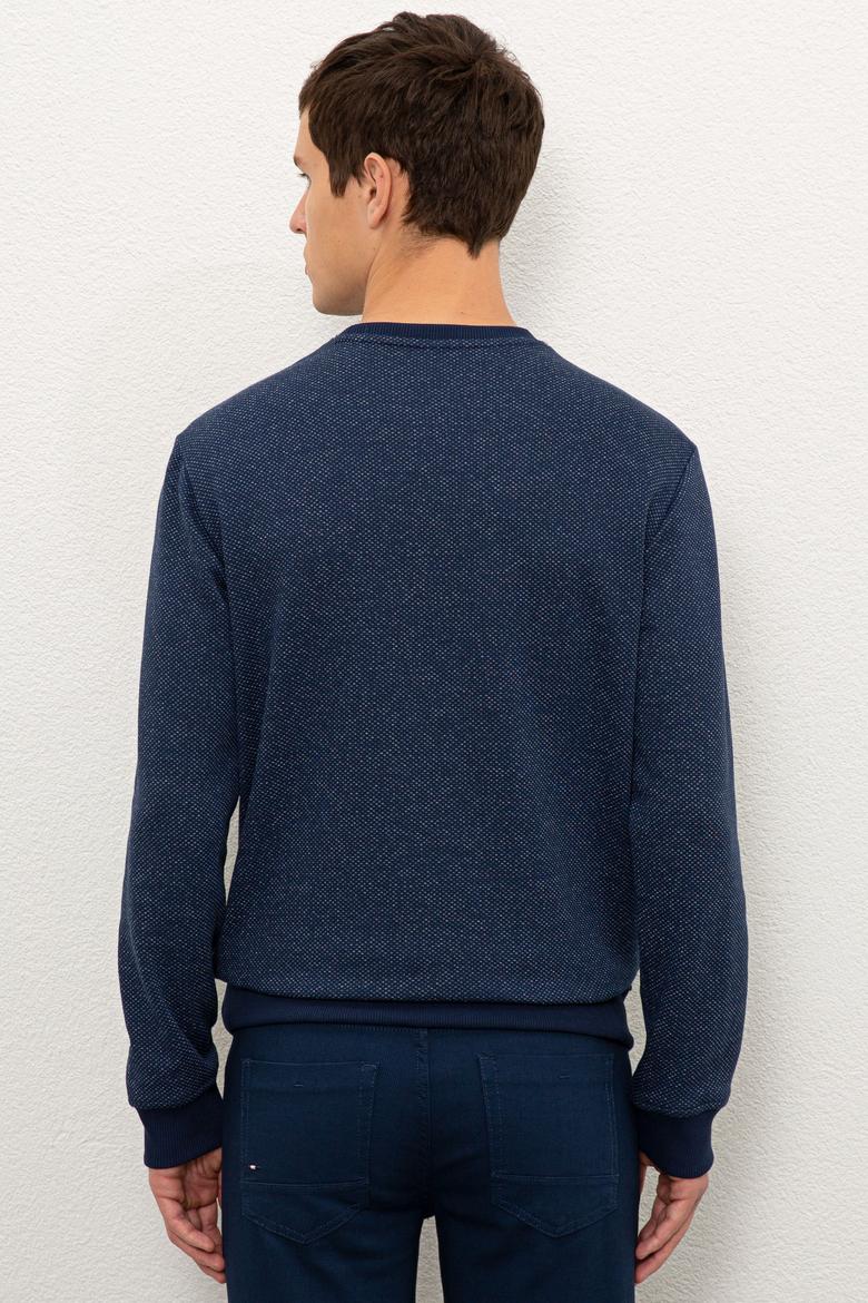 Erkek İndigo Bisiklet Yaka Sweatshirt - 50225415027