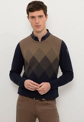 Erkek Lacivert Bisiklet Yaka Triko Kazak - 50228387017