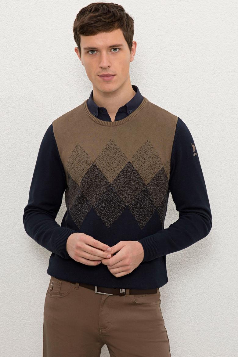 Erkek Lacivert Bisiklet Yaka Triko Kazak