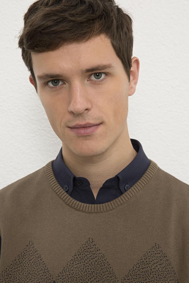 Erkek Lacivert Bisiklet Yaka Triko Kazak - 50228387017