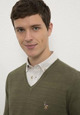 Erkek Koyu Haki Melanj Kazak - 50228357019