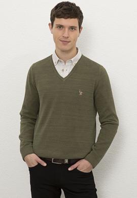 Erkek Koyu Haki Melanj Kazak - 50228357019