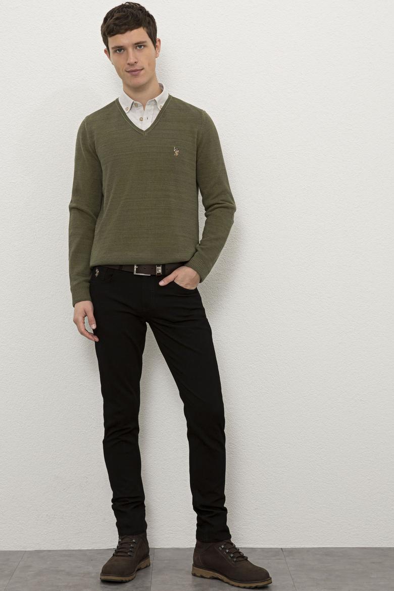 Erkek Koyu Haki Melanj Kazak - 50228357019