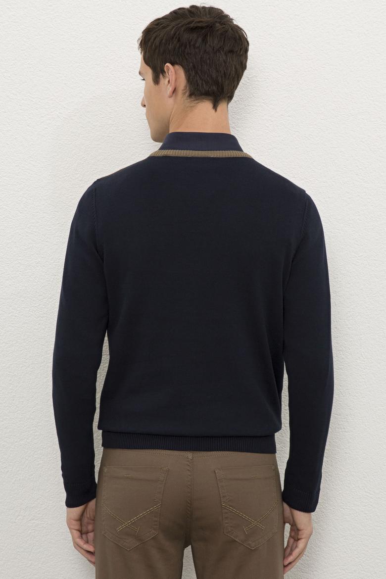 Erkek Lacivert Bisiklet Yaka Triko Kazak - 50228387017