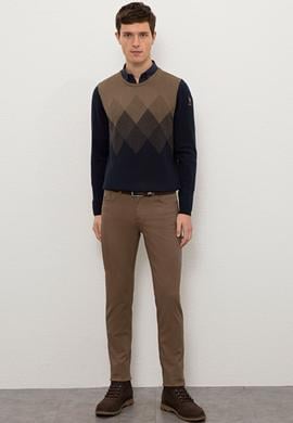 Erkek Lacivert Bisiklet Yaka Triko Kazak - 50228387017