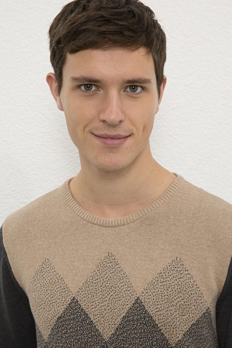 Erkek Antrasit Melanj Bisiklet Yaka Triko Kazak - 50228387004