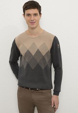 Erkek Antrasit Melanj Bisiklet Yaka Triko Kazak - 50228387004