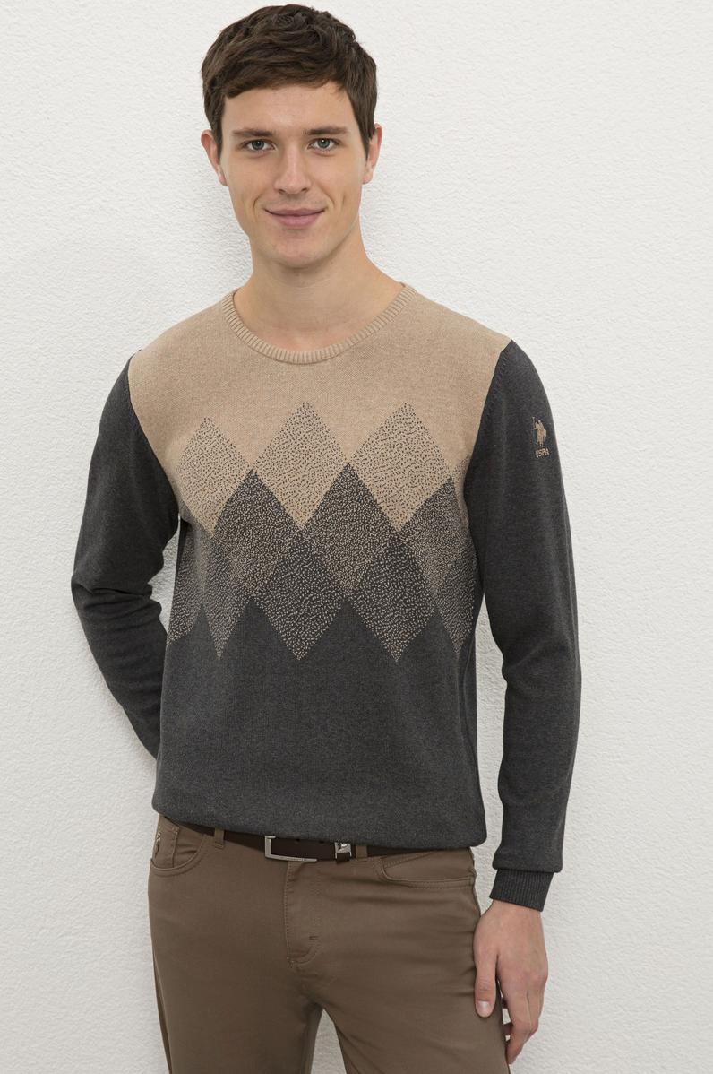 Erkek Antrasit Melanj Bisiklet Yaka Triko Kazak