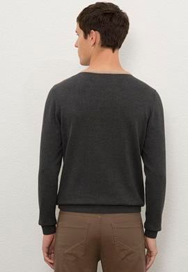 Erkek Antrasit Melanj Bisiklet Yaka Triko Kazak - 50228387004