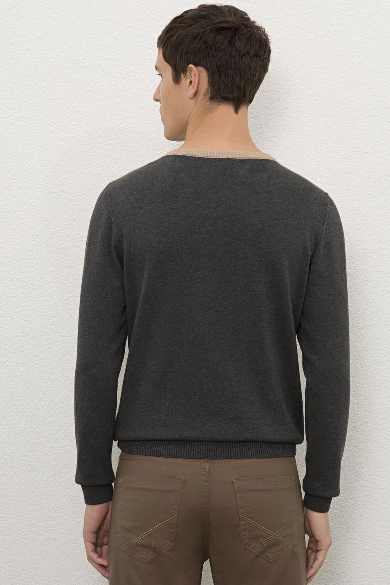 Erkek Antrasit Melanj Bisiklet Yaka Triko Kazak - 50228387004