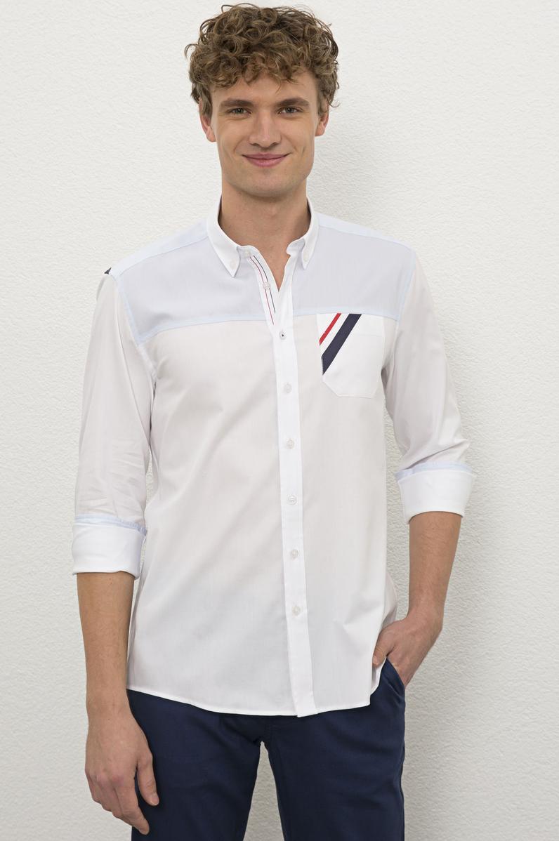 Erkek Beyaz Gömlek Uzunkol