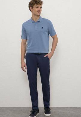 Erkek İndigo Polo Yaka T-Shirt Basic - 50222614026