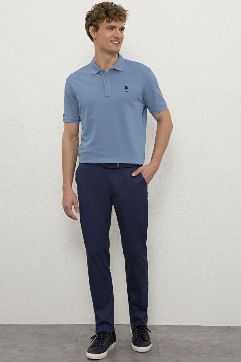 Erkek İndigo Polo Yaka T-Shirt Basic - 50222614026