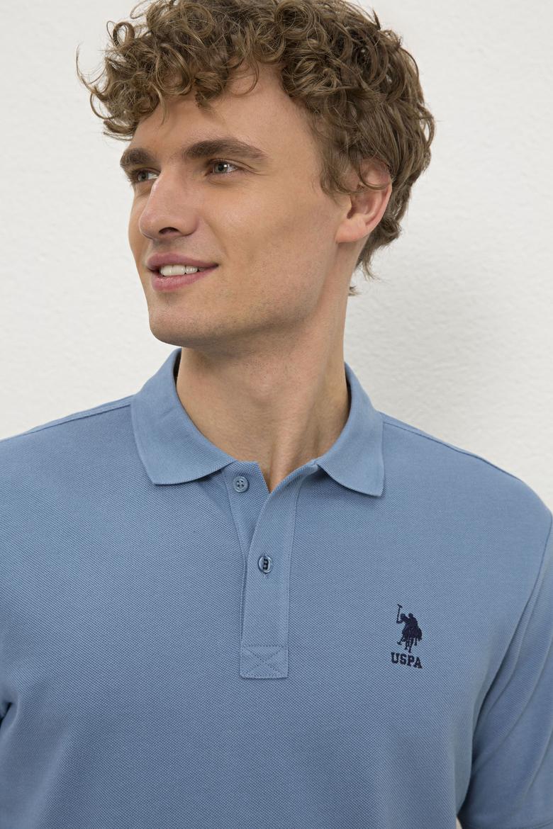 Erkek İndigo Polo Yaka T-Shirt Basic - 50222614026