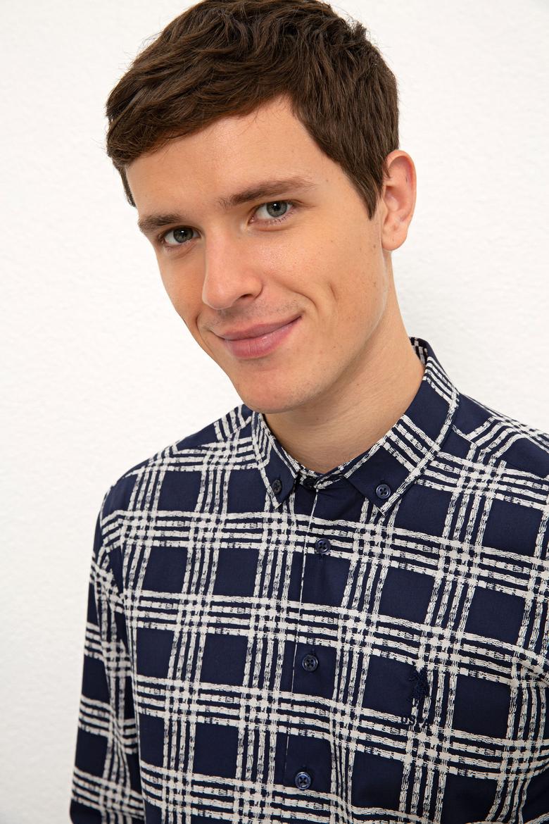 Erkek Lacivert Uzun Kollu Gömlek - 50226597005