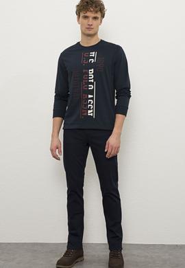 Erkek Lacivert Bisiklet Yaka Sweatshirt - 50225383017