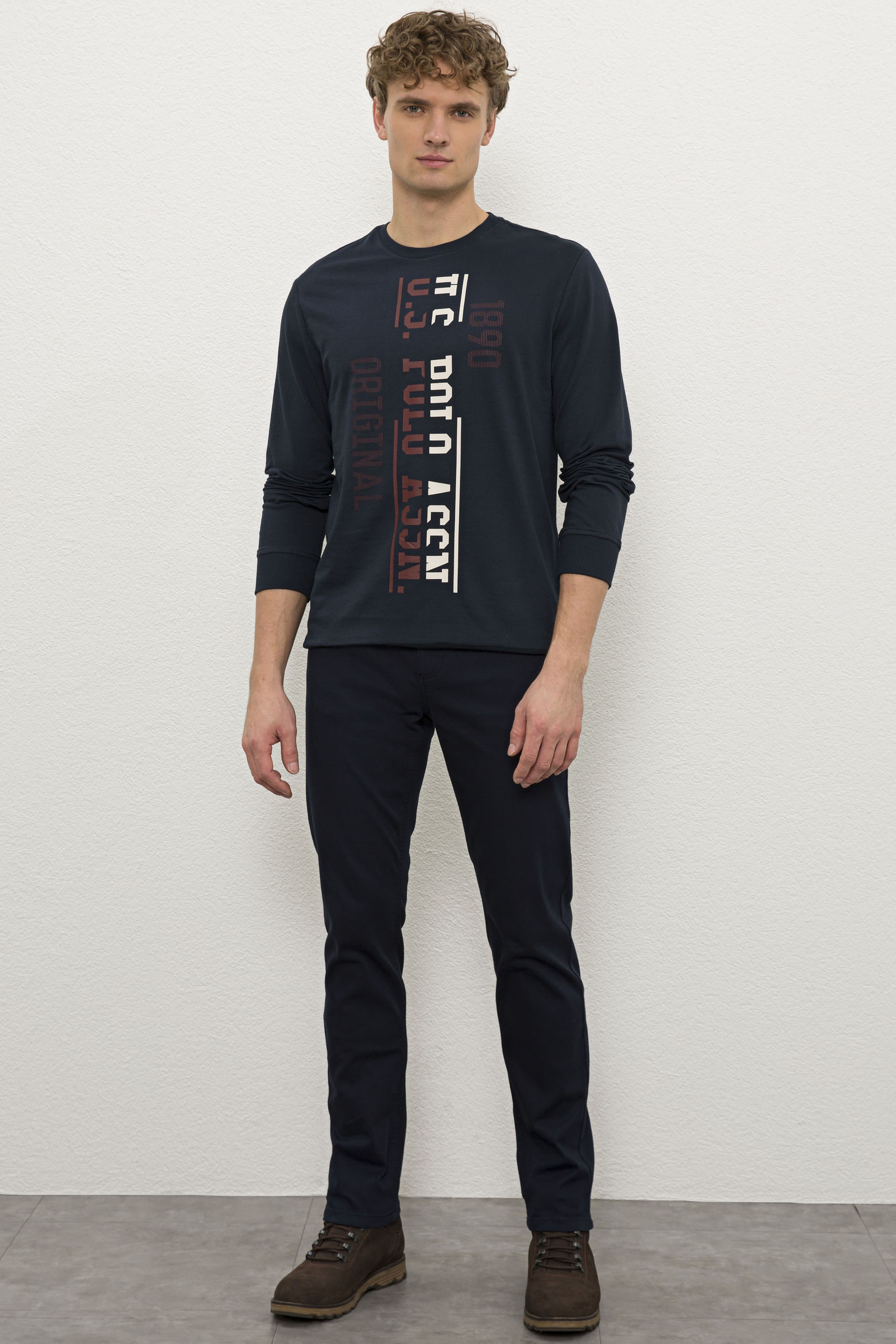Erkek Lacivert Bisiklet Yaka Sweatshirt - Image 4