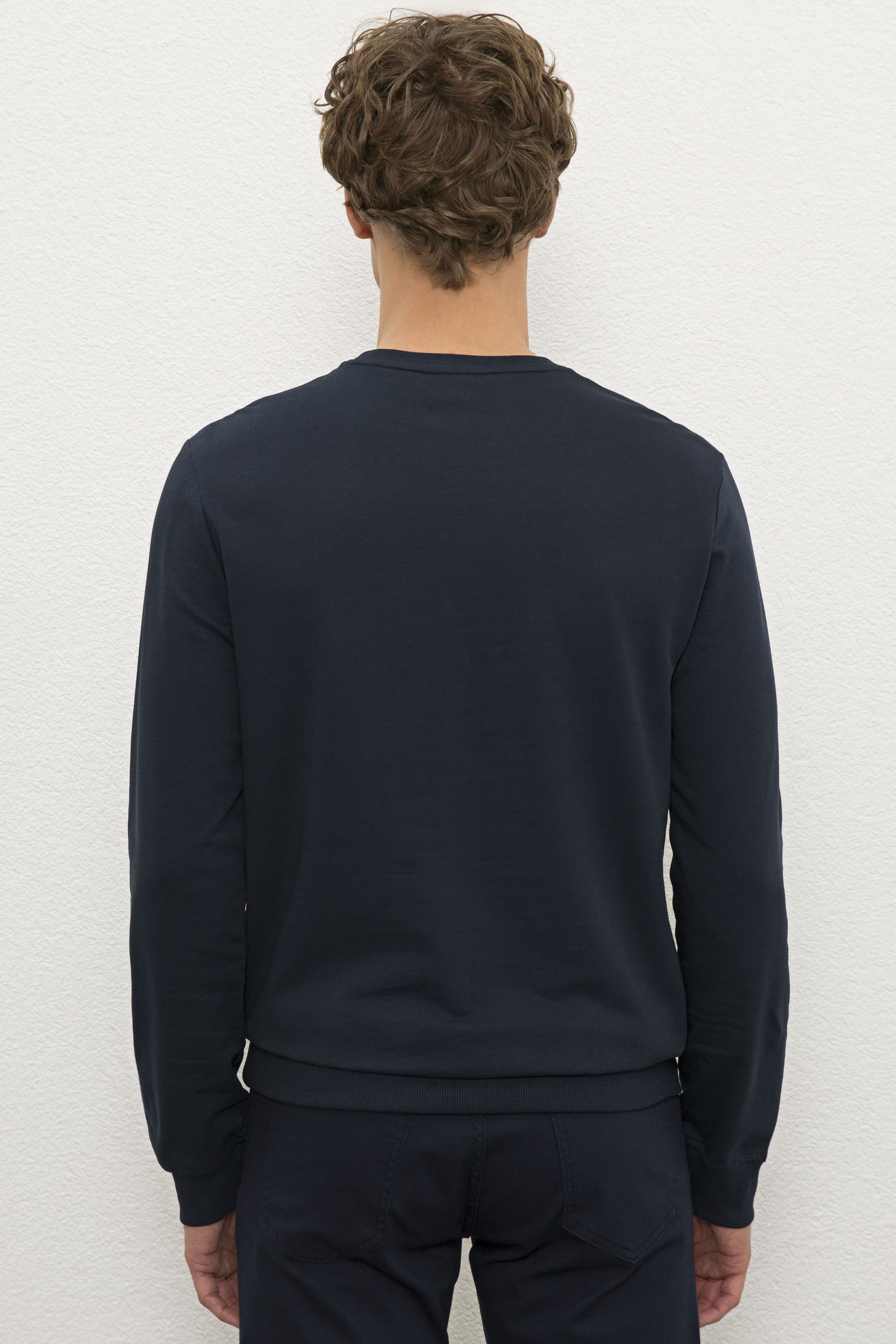 Erkek Lacivert Bisiklet Yaka Sweatshirt