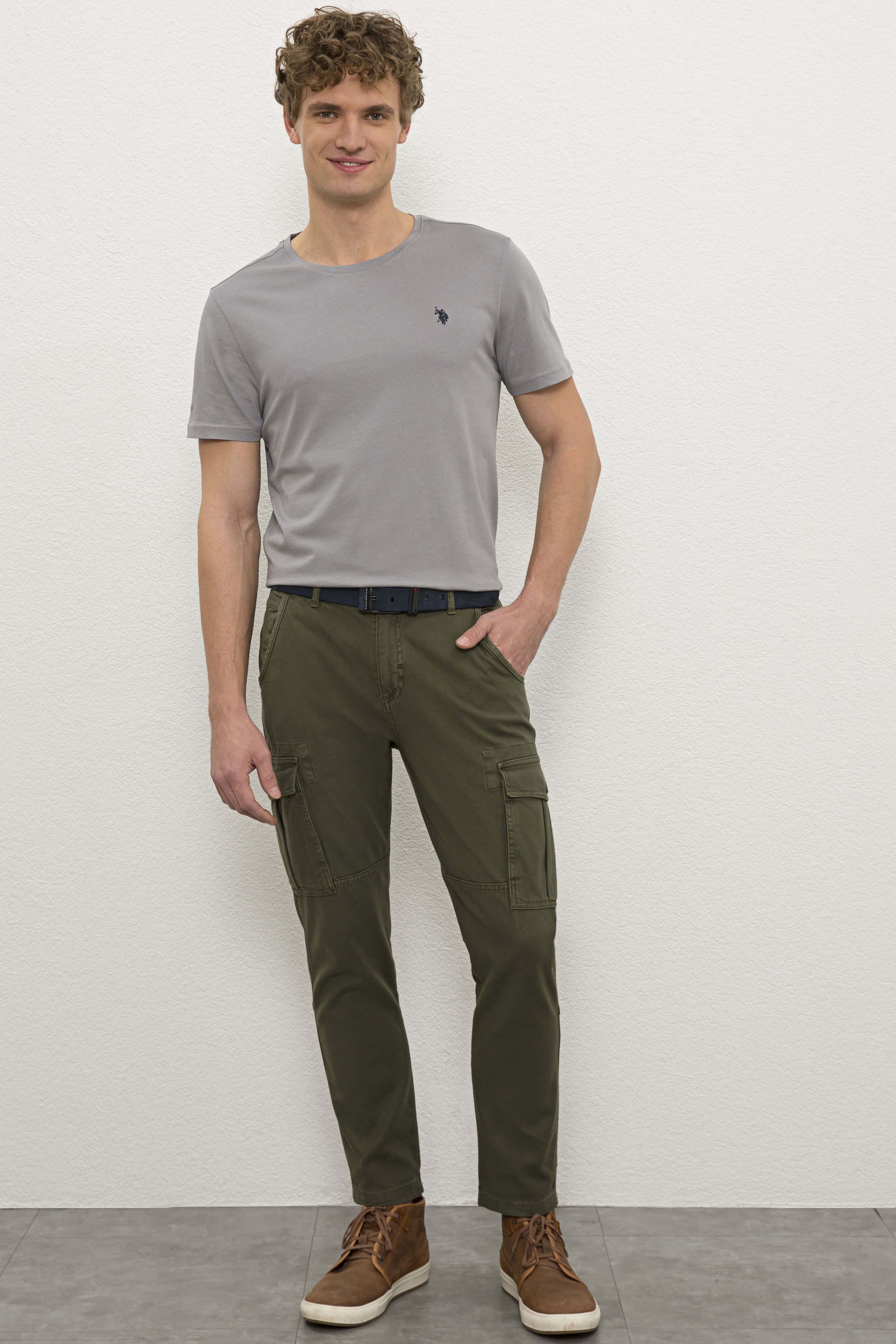 Erkek Gri Basic Tişört - Image 4