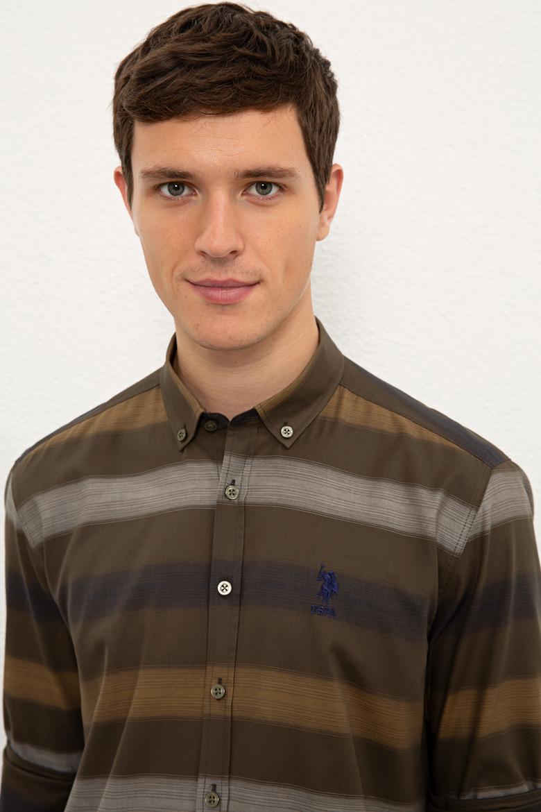 Erkek Haki Uzun Kollu Gömlek - 50226621007