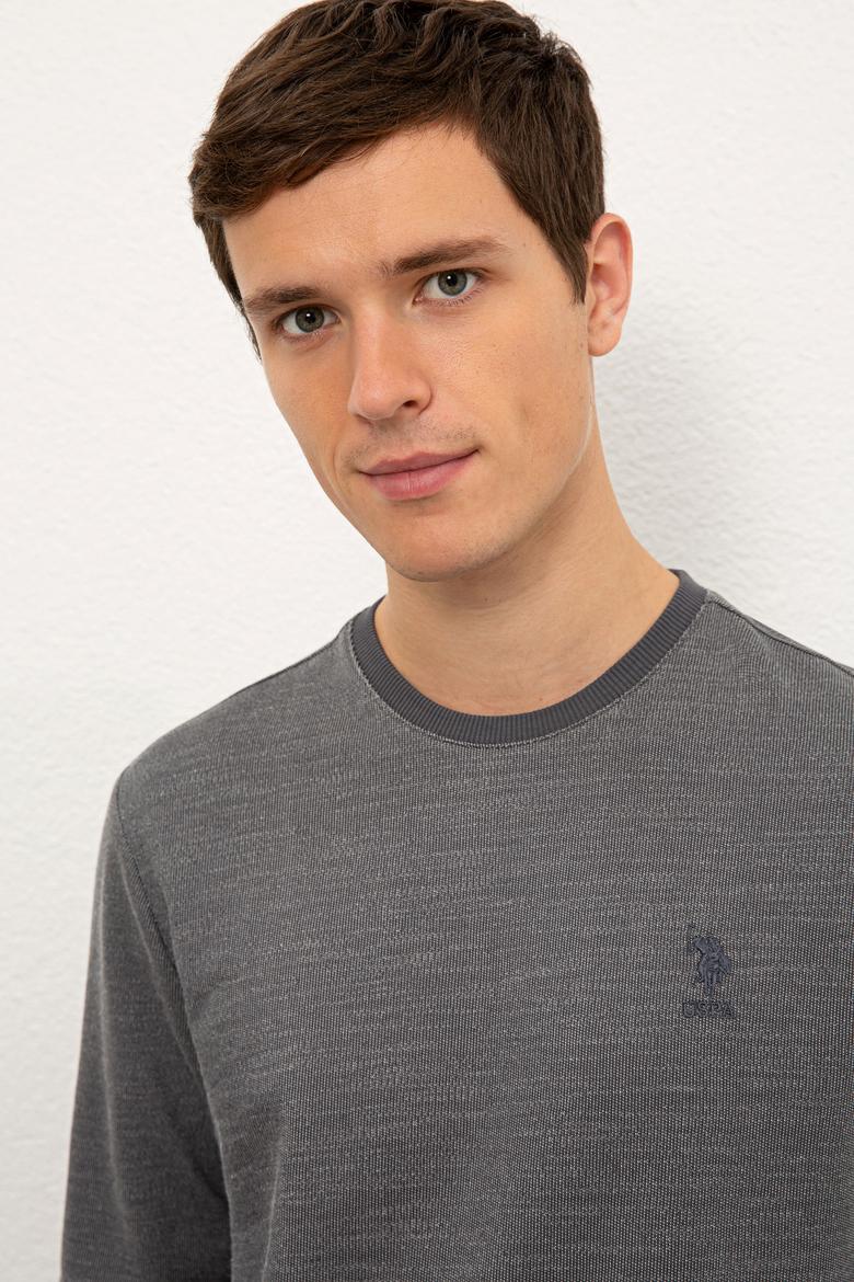 Erkek Antrasit Bisiklet Yaka Sweatshirt - 50225371027