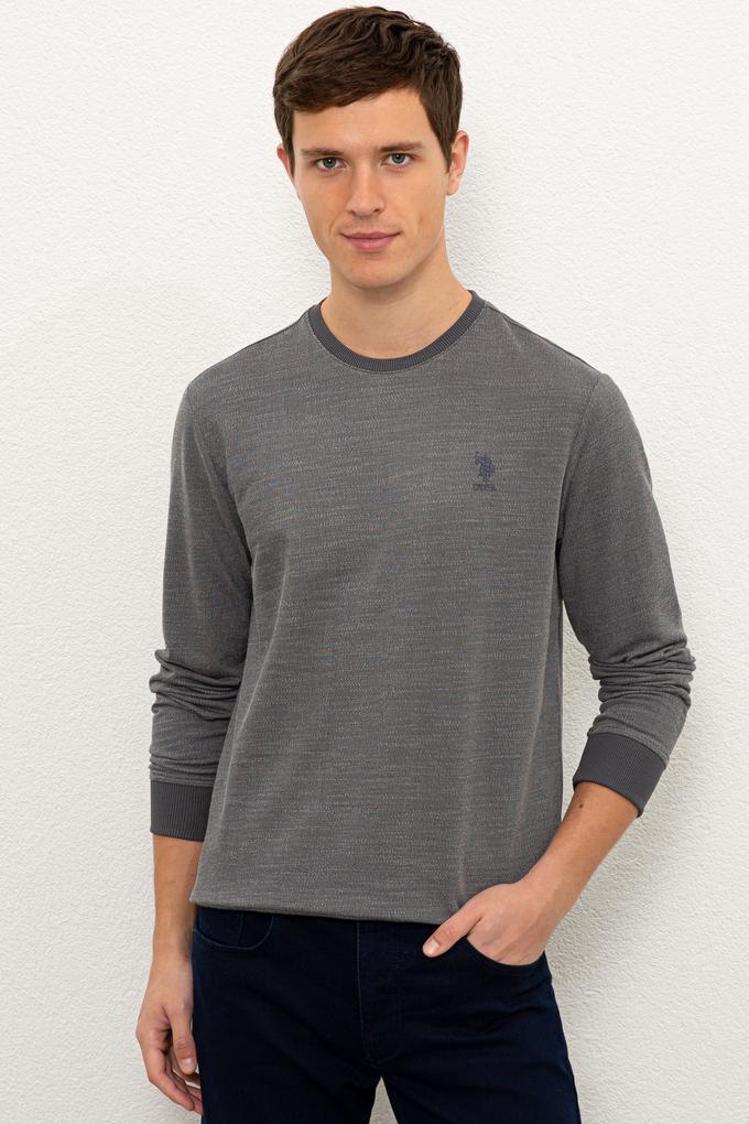 Erkek Antrasit Bisiklet Yaka Sweatshirt