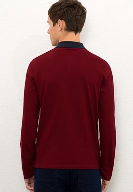 Erkek Bordo Polo Yaka Sweatshirt - 50225439021