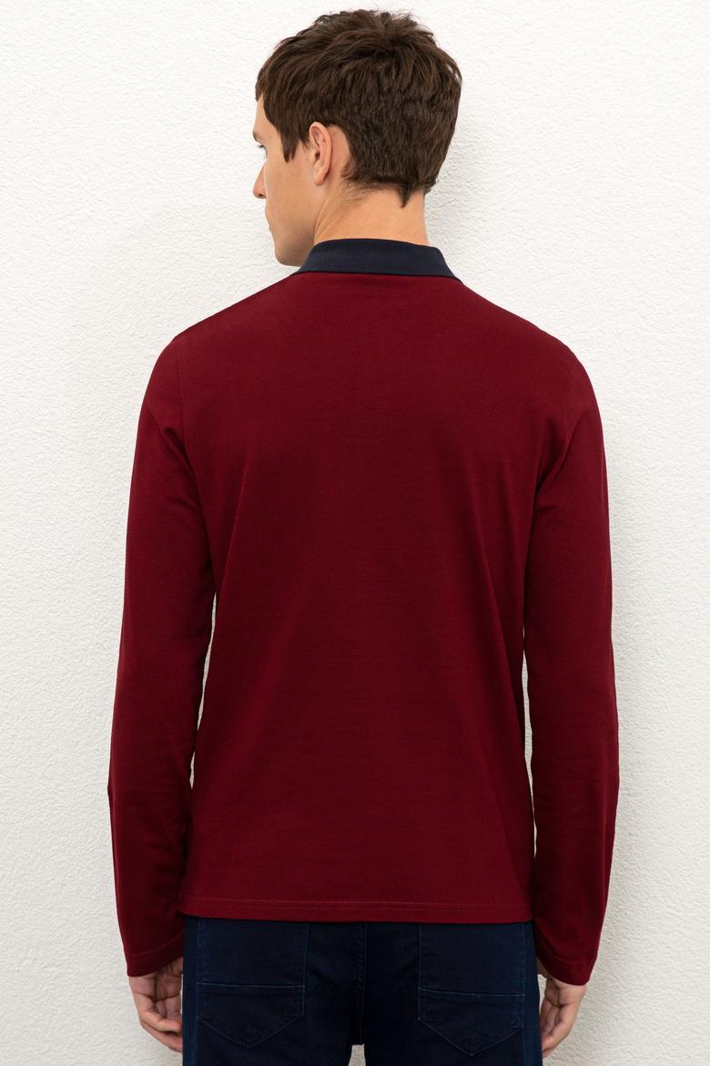 Erkek Bordo Polo Yaka Sweatshirt - 50225439021