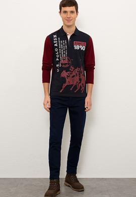 Erkek Bordo Polo Yaka Sweatshirt - 50225439021