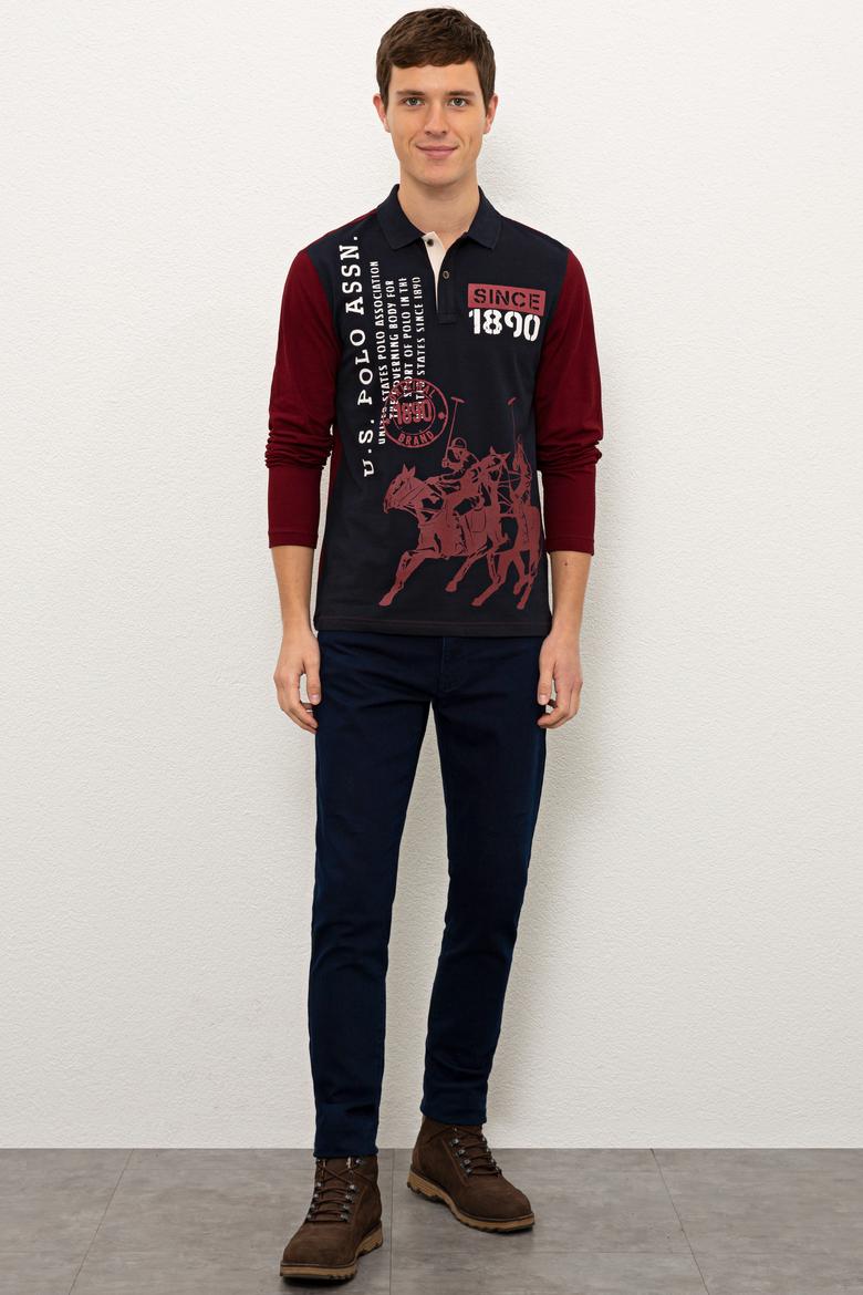 Erkek Bordo Polo Yaka Sweatshirt - 50225439021