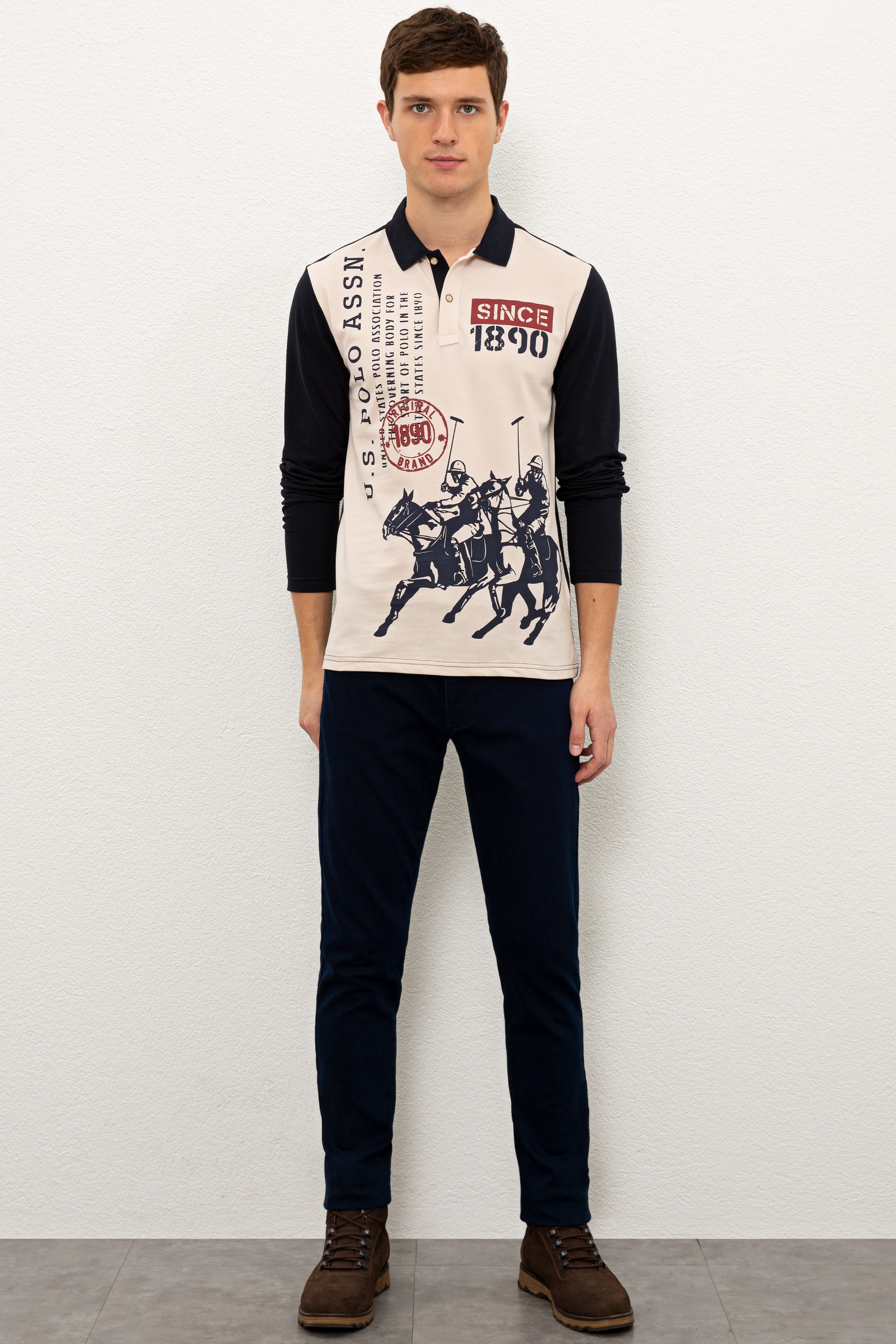 Erkek Lacivert Polo Yaka Sweatshirt
