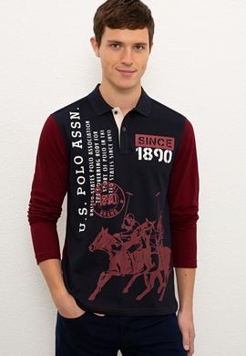 Erkek Bordo Polo Yaka Sweatshirt - 50225439021