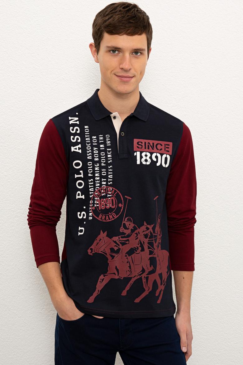 Erkek Bordo Polo Yaka Sweatshirt