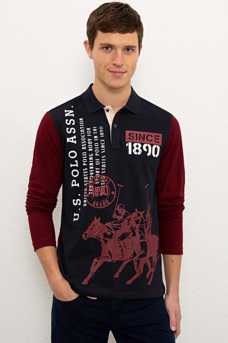 Erkek Bordo Polo Yaka Sweatshirt