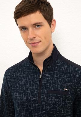 Erkek Lacivert Dik Yaka Sweatshirt - 50225447016