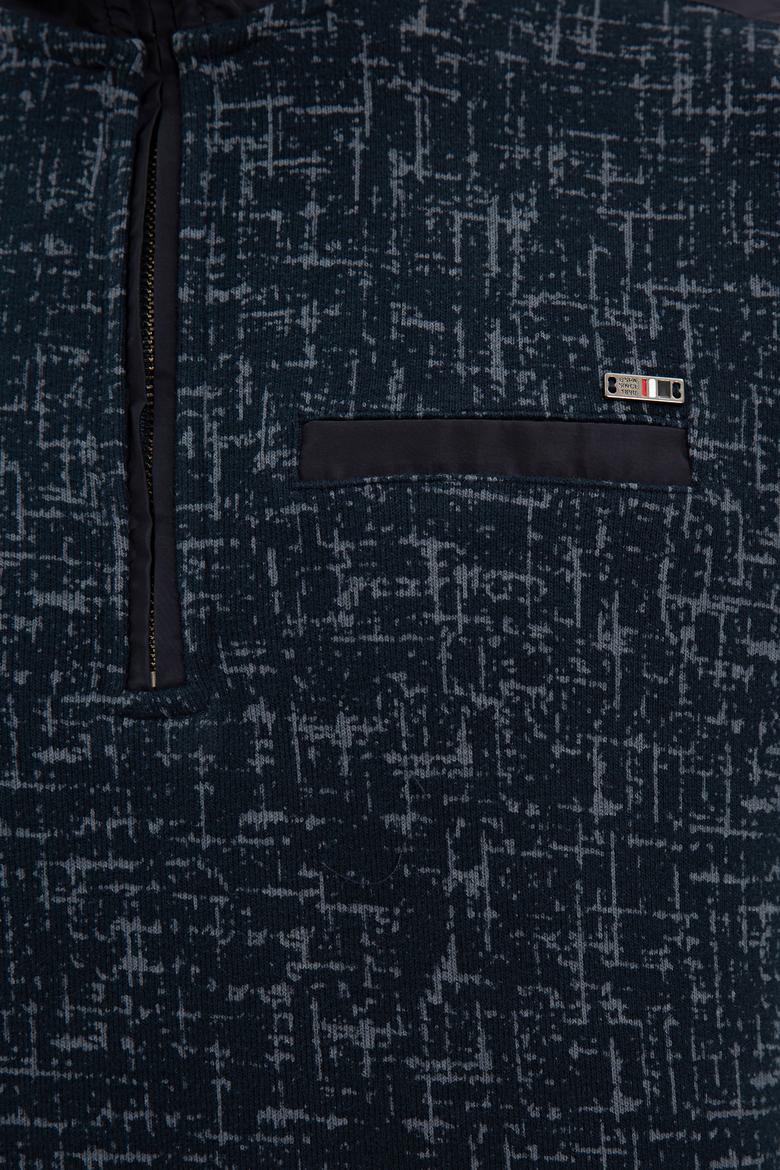 Erkek Lacivert Dik Yaka Sweatshirt - 50225447016