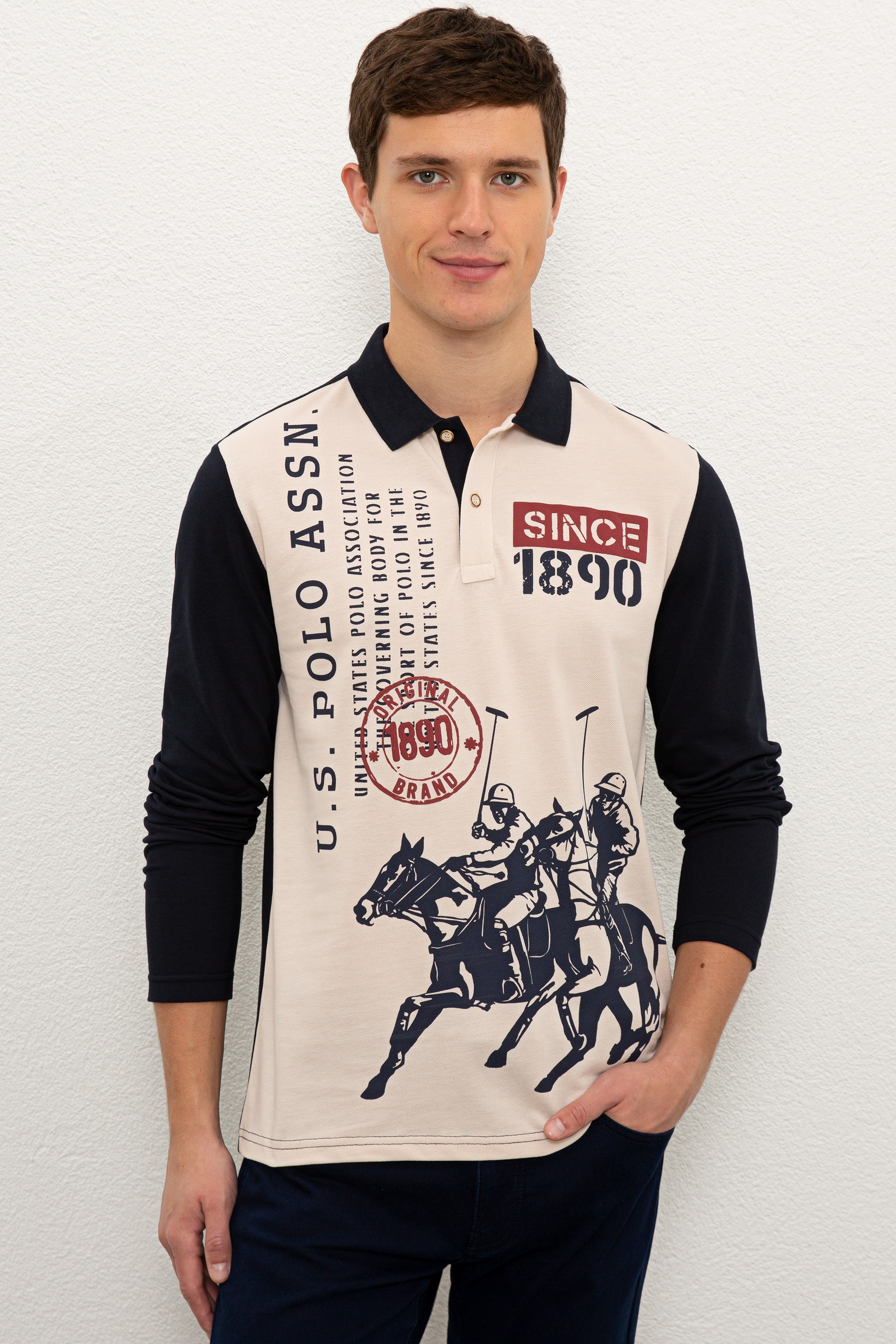 Erkek Lacivert Polo Yaka Sweatshirt - Image 1