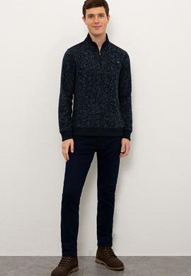 Erkek Lacivert Dik Yaka Sweatshirt - 50225447016