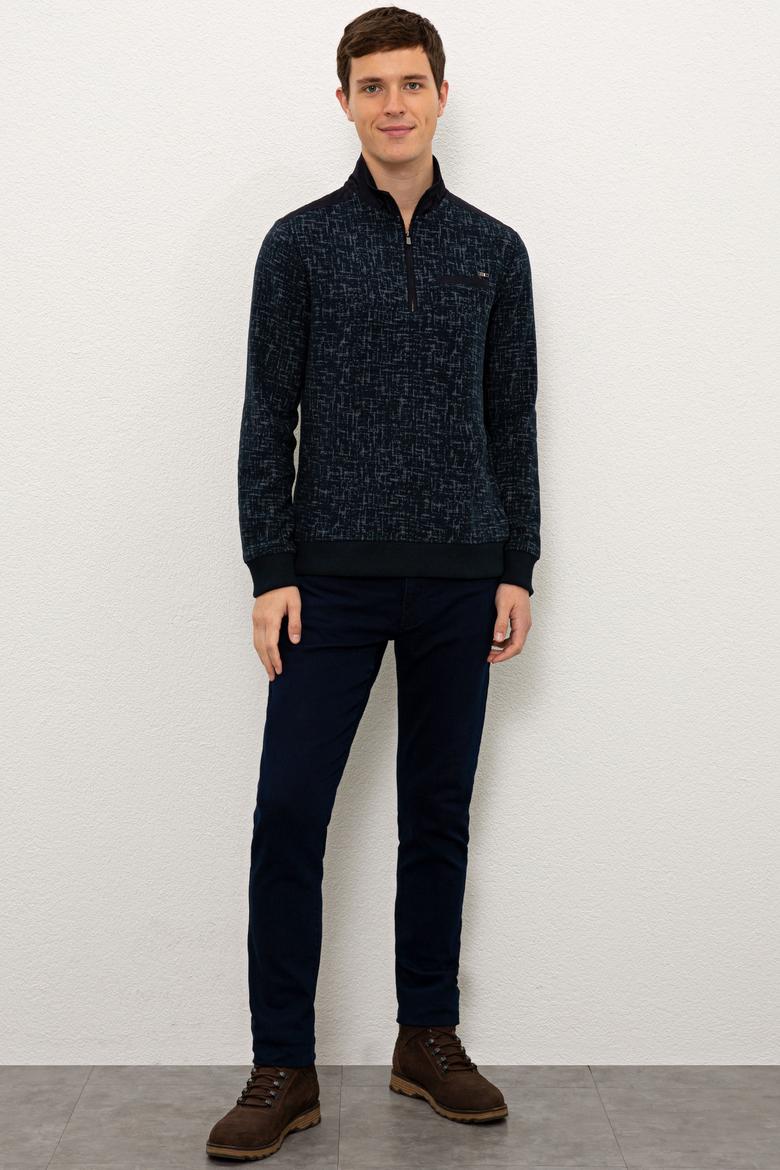 Erkek Lacivert Dik Yaka Sweatshirt - 50225447016