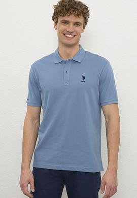 Erkek İndigo Polo Yaka T-Shirt Basic - 50222614026