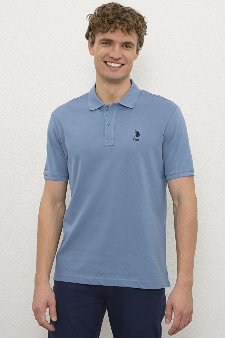 Erkek İndigo Polo Yaka T-Shirt Basic