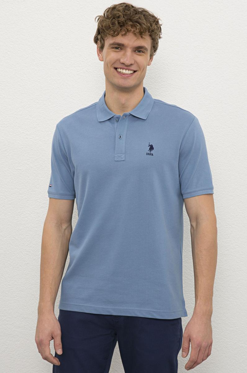 Erkek İndigo Polo Yaka T-Shirt Basic