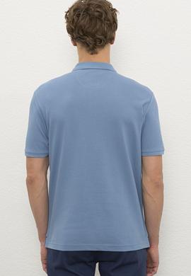 Erkek İndigo Polo Yaka T-Shirt Basic - 50222614026