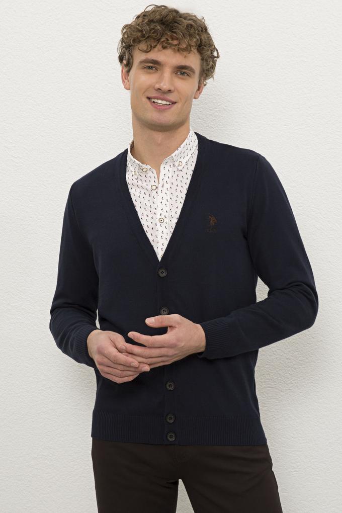 Erkek Lacivert  Triko Hırka