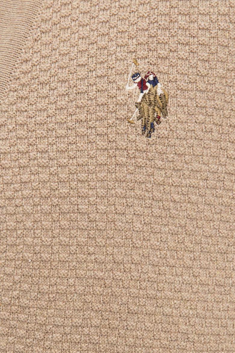 Erkek Camel Melanj V-Yaka Triko Hırka Basic - 50224887023