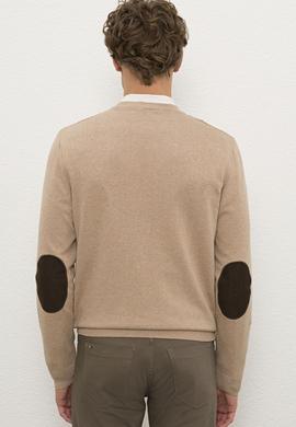 Erkek Camel Melanj V-Yaka Triko Hırka Basic - 50224887023