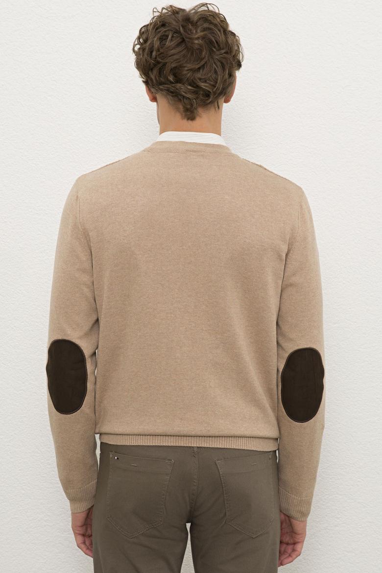 Erkek Camel Melanj V-Yaka Triko Hırka Basic - 50224887023